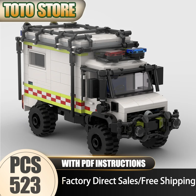 

Urban Car Model Moc Building Block Modular Ambulance Model Technology Brick DIY Hospital Model Assembly Construction Holiday Toy