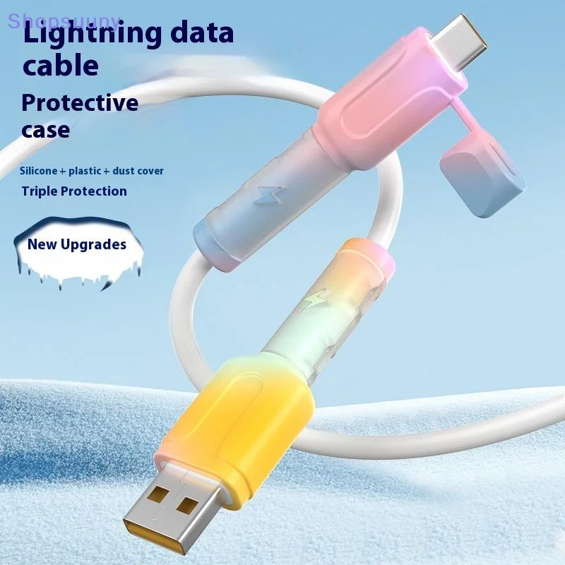 [SU]Charger Cable Protector Soft Silicone Cover Type C Charger Cable Protector Cable Protector Cord Saver Practical Accessories