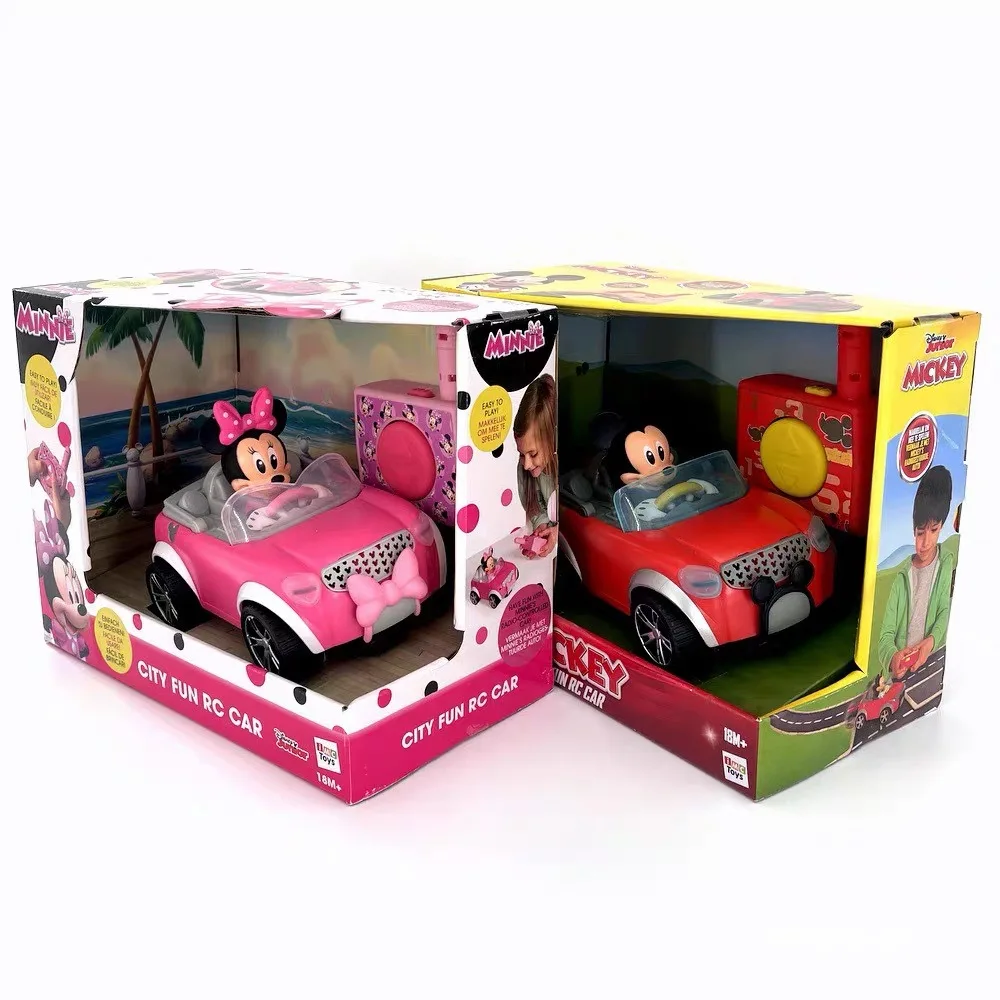 Disney Children's Toy Car Mickey Mouse  Electric RC Car Mickey Minnie Mouse Convertible Model Movable Coasting Friction Car