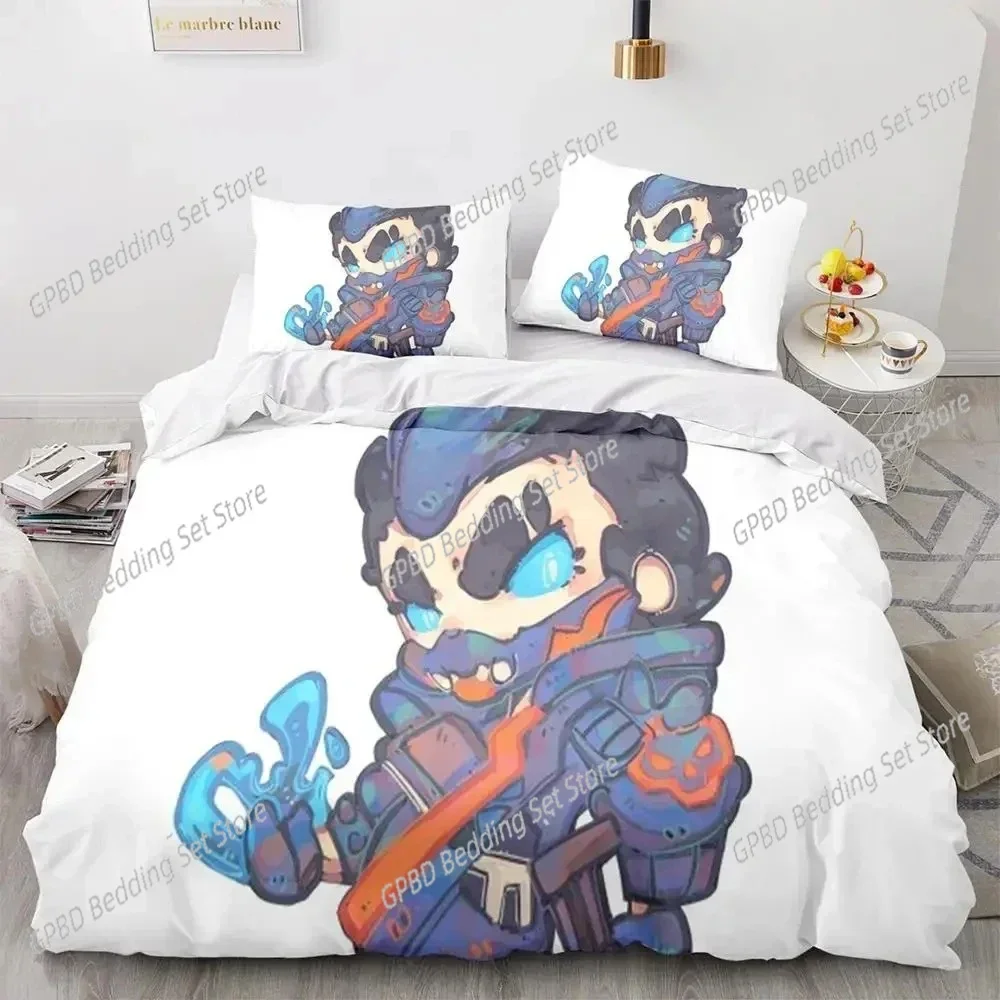 3D Print Game Neon Valorant Bedding Set Duvet Cover Bed Set Quilt Cover Pillowcase Comforter king Queen Size Boys Adult Bedding