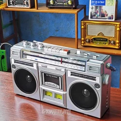 Portable Vintage Retro USB AM/FM/SW Multiband Radio Stereo Wireless Bluetooth Boombox Mp3 Audio Cassette Tape Player Recorder TF