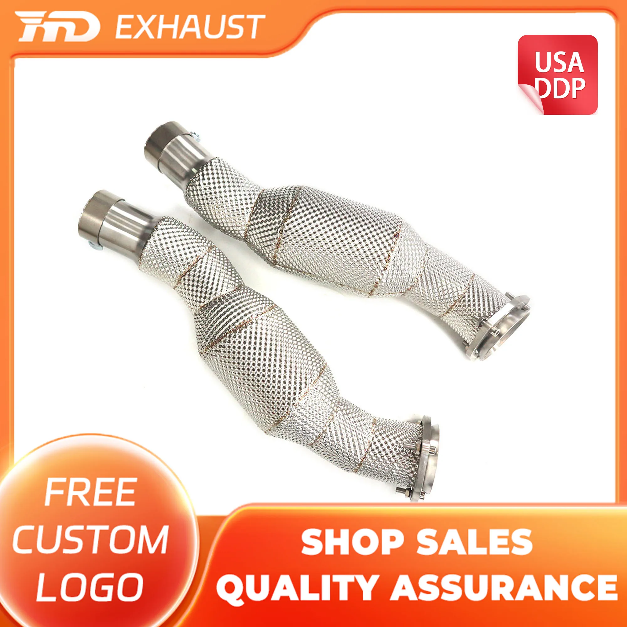 

HMD Hot Sales Exhaust SS304 Downpipe for Ferrari F430 SC Performance Catalysis Pipe With Heat Shield Direct Fit
