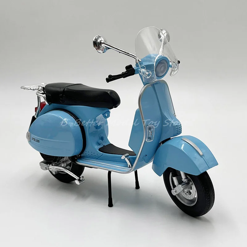 1:10 Diecast Motorcycle Model Toy Scooter Vespa PX125 Replica With Sound & Lights