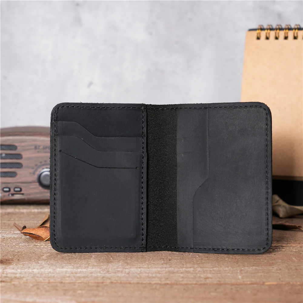 Vintage Genuine Cowhide Leather Card Wallet for Men Credit Card Holder Short Purse Bofold Wallets Money Cash Clip NT003