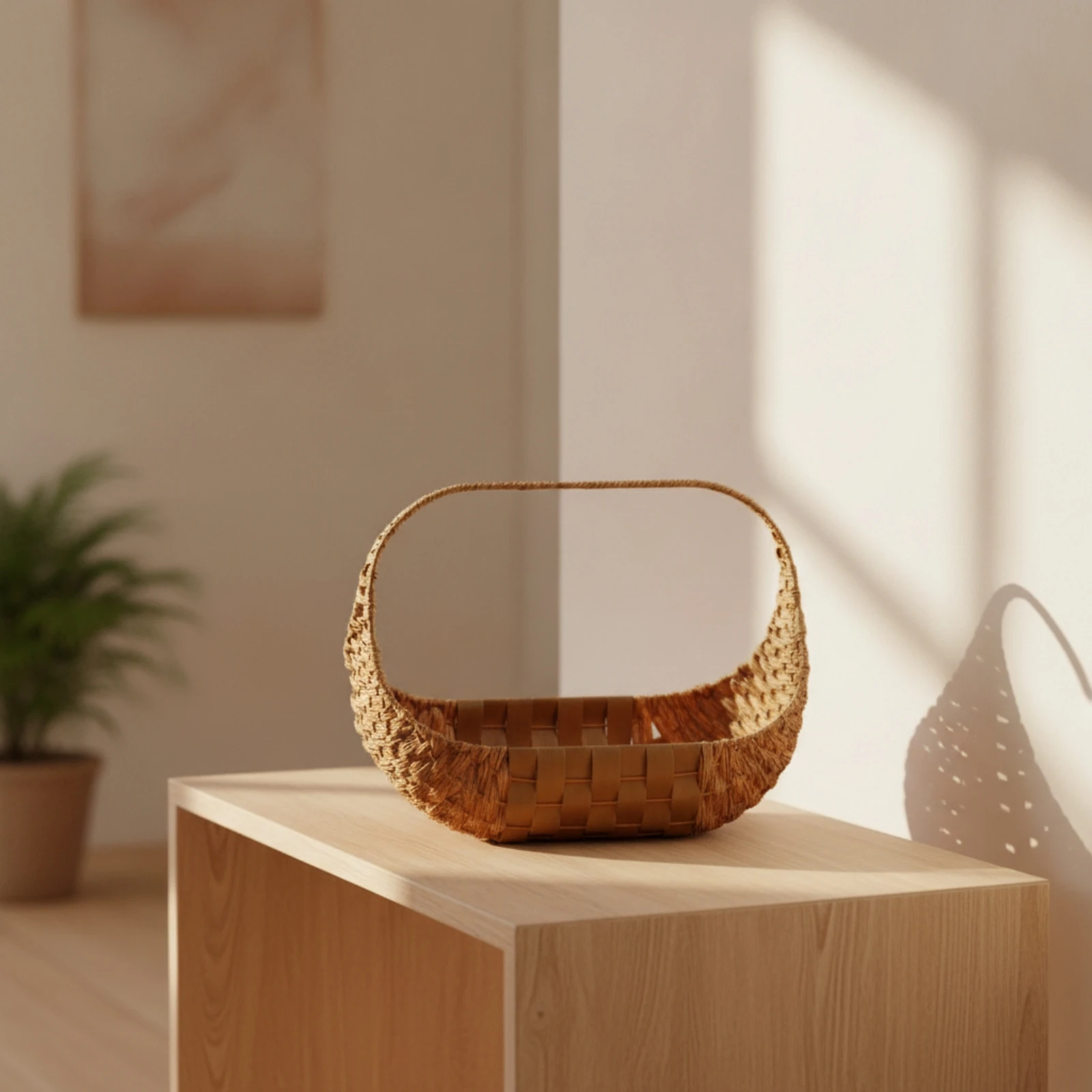 Wicker Basket with Handles Handwoven Flower Basket with Handle Open-Top Rustic for Home Organizing, Picnic