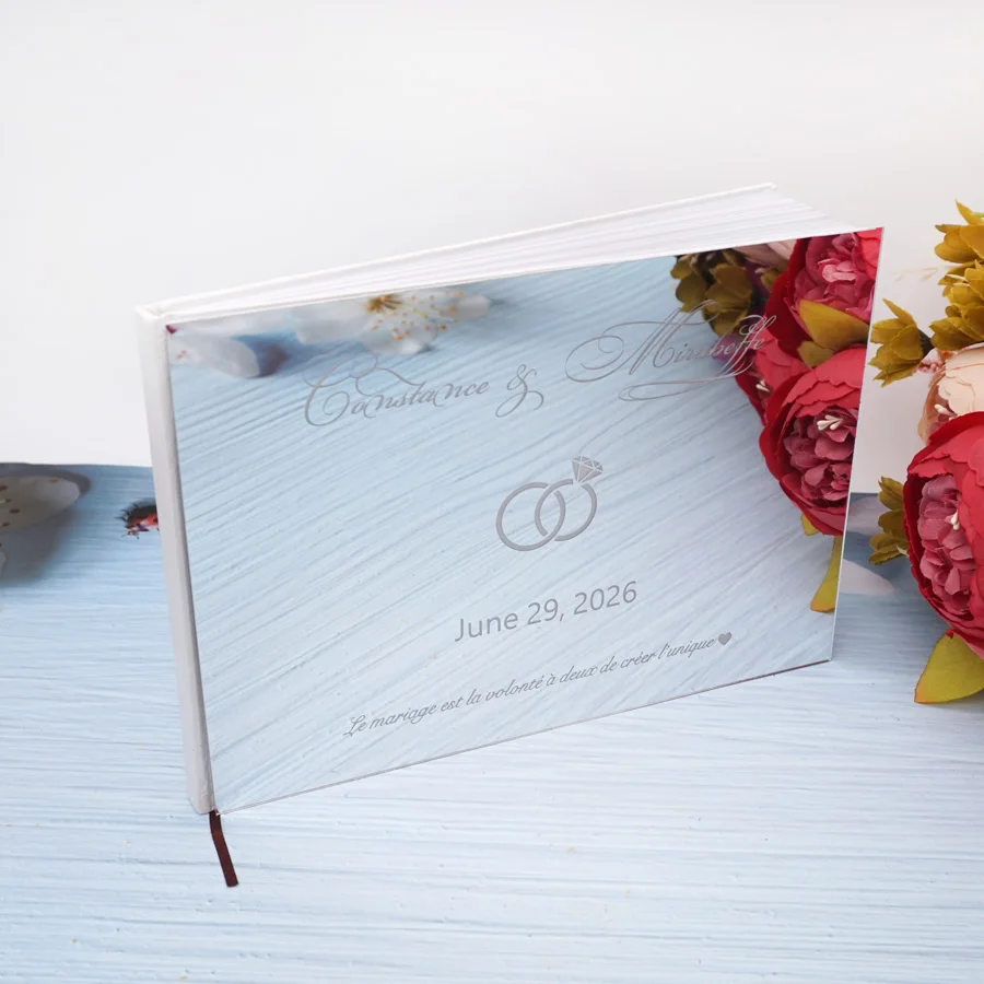 Custom Acrylic Cover Wedding Guest Book Anniversary Gift Personalized Wedding Sign Book