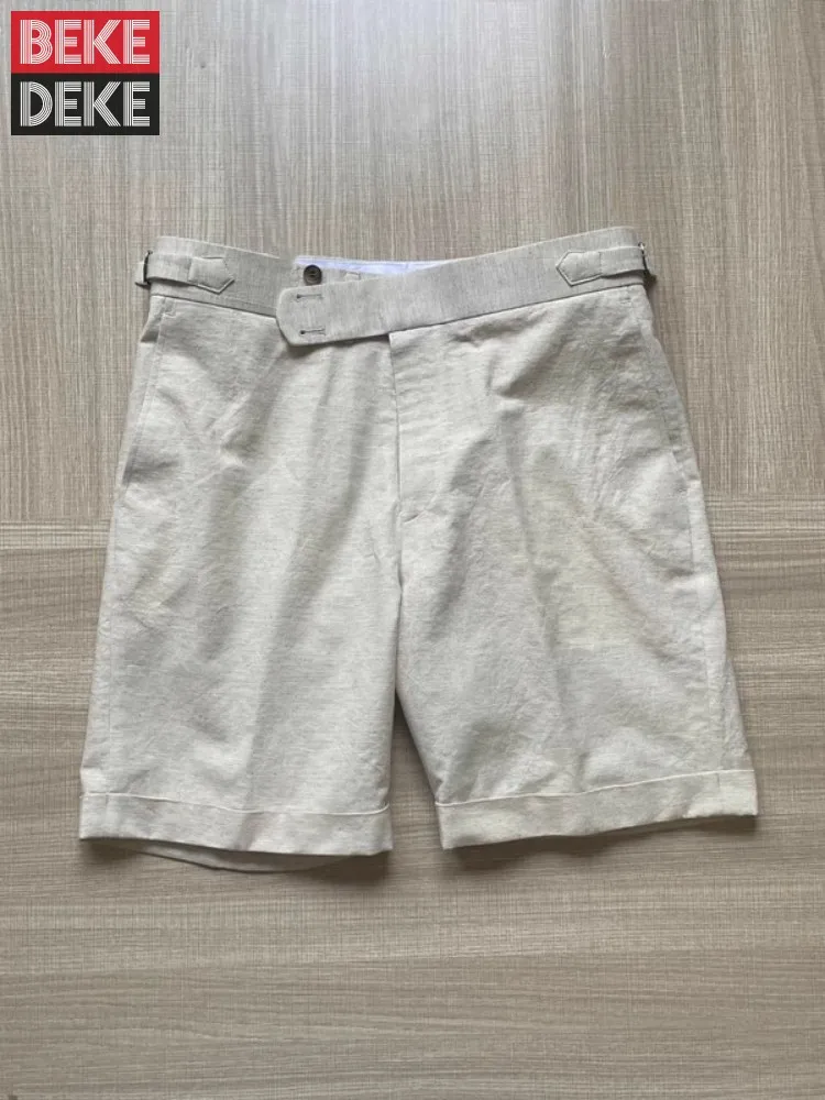 Summer Men Top Quality Linen Shorts Skin Friendly Breathable Retro Straight-Leg Cool Casual Beach Style Short Trousers Hot Sale