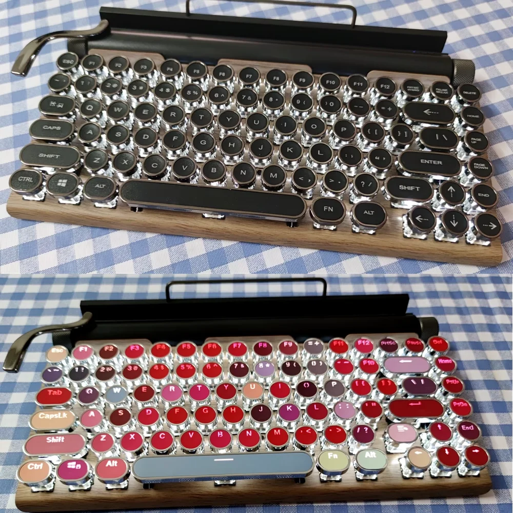 Typewriter Wireless Bluetooth Lipstick Steampunk Mechanical Keyboard Retro Mobile Phone Tablet  Computer