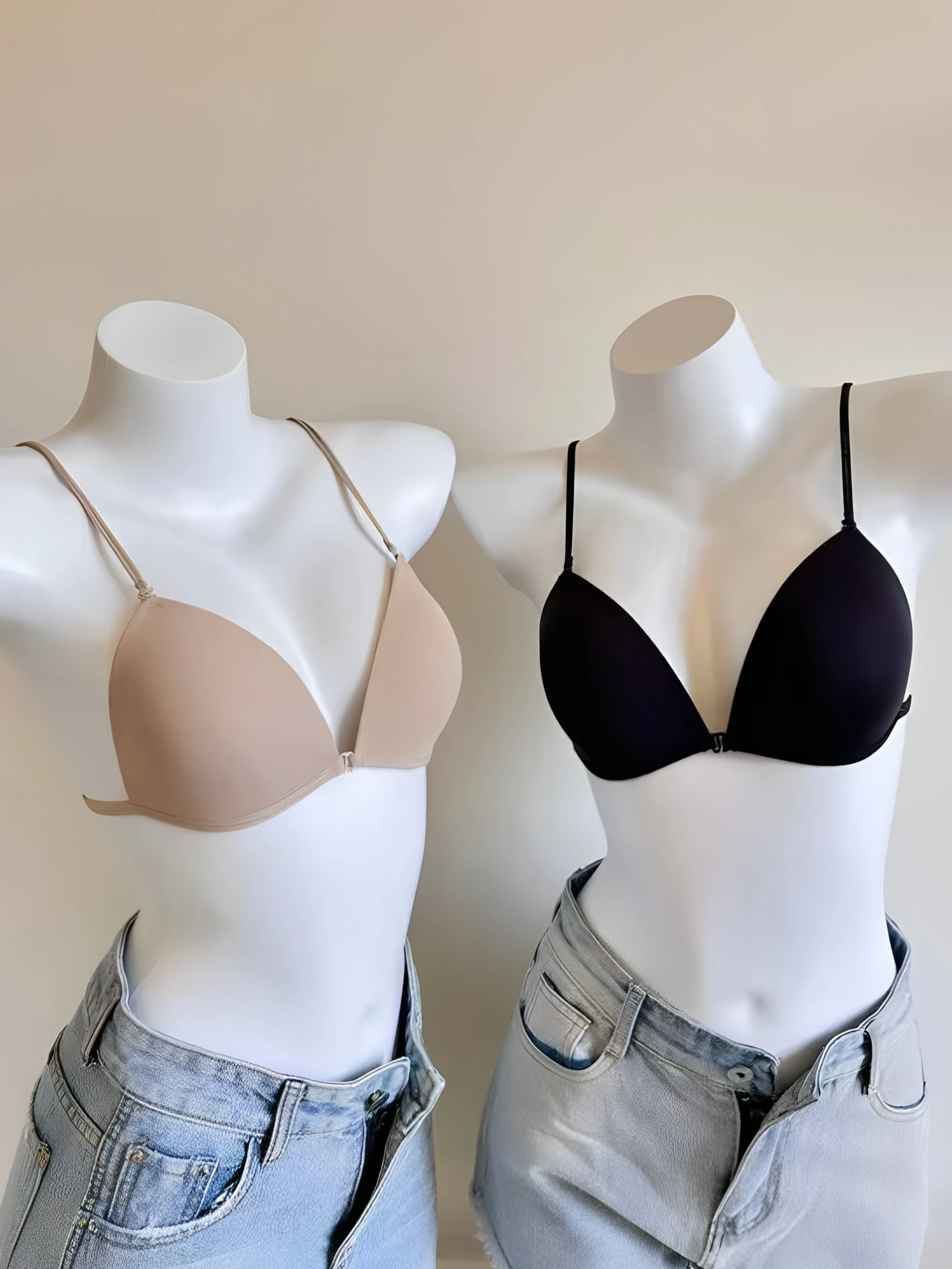 Wireless Low Back  Cup Bra Front Clasp Thin Design Seamless Women's Underwear Summer Sexy Nylon Material V-Neck Style