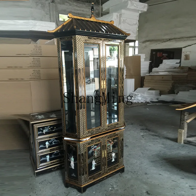 

SM Bogu frame Artwork Books Storage Cabinet Glass Display Classical Painted Furniture