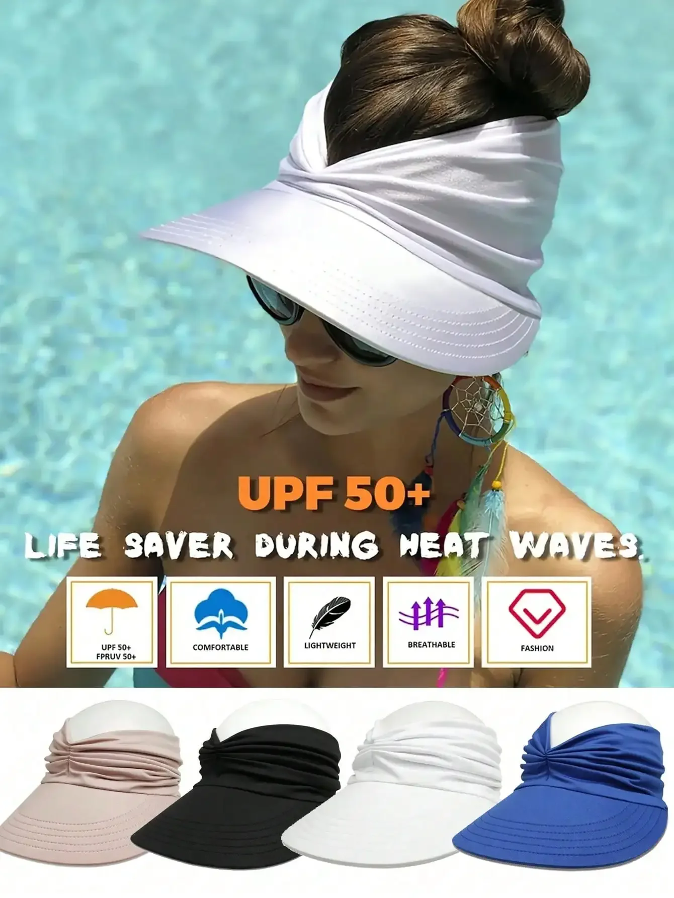 

Women's Sun Hat, Beach Sun Hat, UV Protection, Wide Brim, Suitable For Sports, Beach, Golf, Hiking hat for women