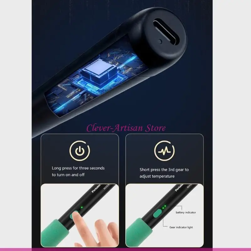 E06B Inaldo USB USB recargable pluma hierro soldadura con batería incorporada para soluciones electrónicas rápidas