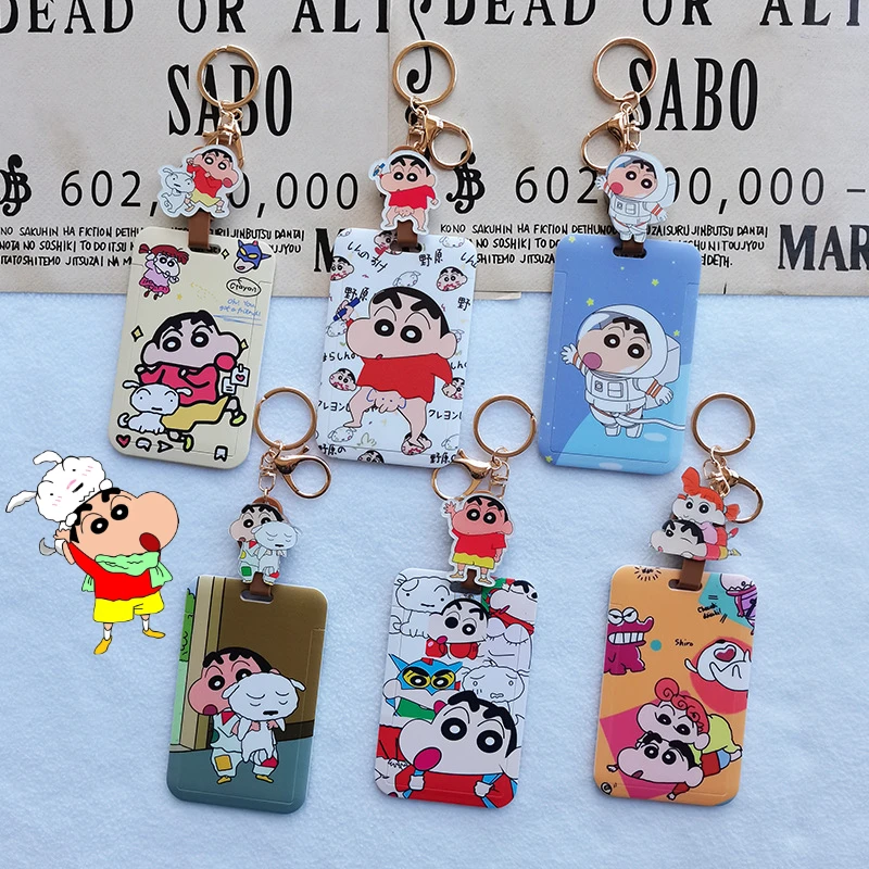 짱구 ID 카드홀더 배지 키 랜야드 배지 키체인, 만화 애니메이션 휴대용 카드 케이스, 사무실 출입 카드 용품