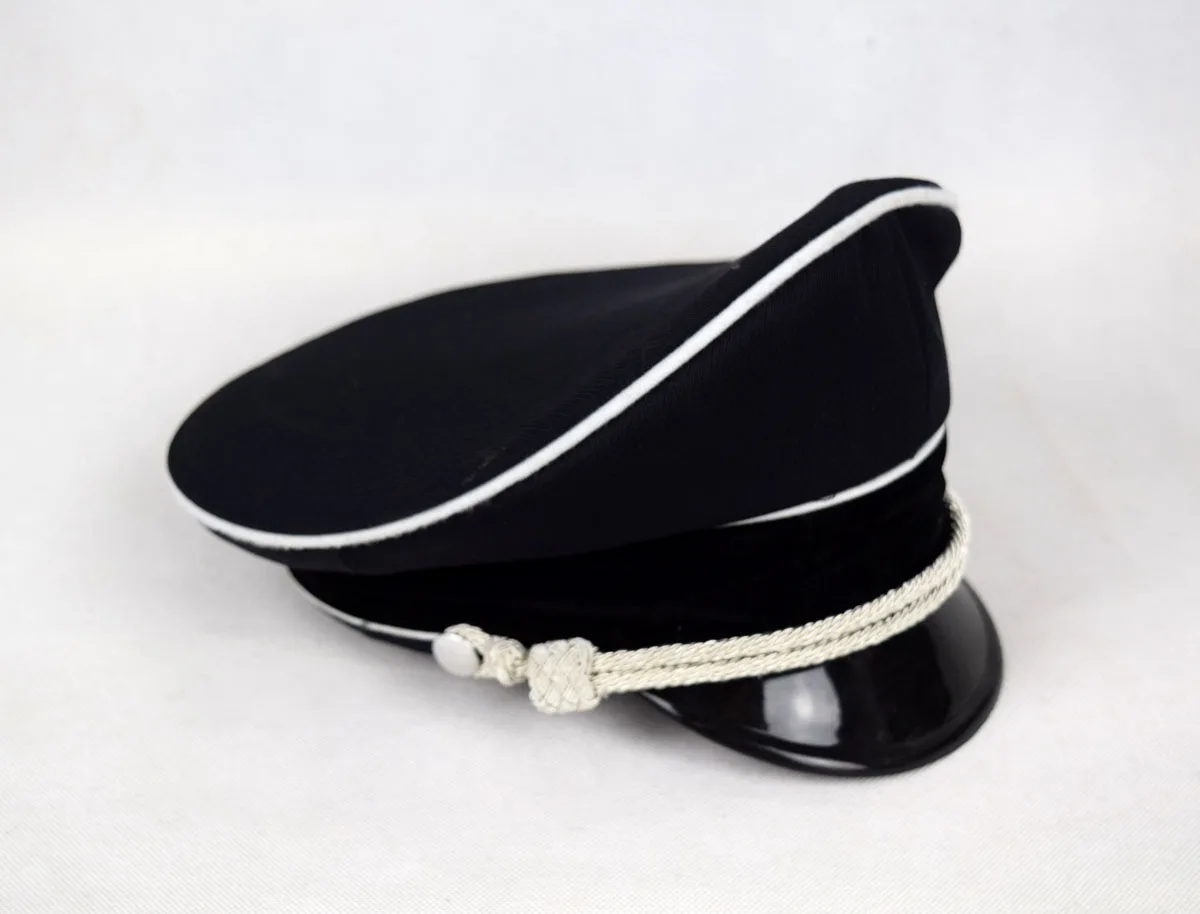 Rekonstrukcja Cosplay German M32 Elite Whipcord Officer Hat Cap W White Chin Pipe Silver Cord