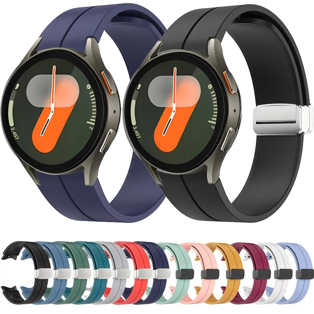 Silicone Strap for Samsung Galaxy Watch 7 6 5 40mm 44mm Magnetic Snap Comfortable Breathable for 6 4 Classic 43mm 47mm 46mm Band