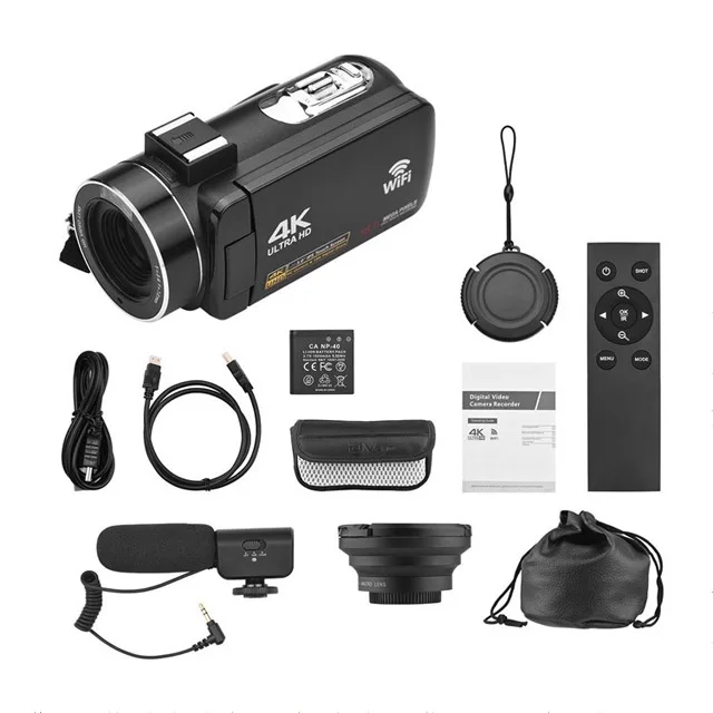 270 °   Fotocamera digitale girevole ad alta definizione Fotocamera digitale 4K 56MP Touch screen IPS da 3,0 pollici Wifi con microfono registratore