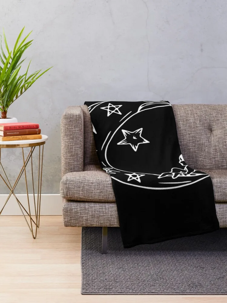 Moon Hand Drawn Line Art Illustration Throw Blanket cosplay anime Large Sofa wednesday Blankets