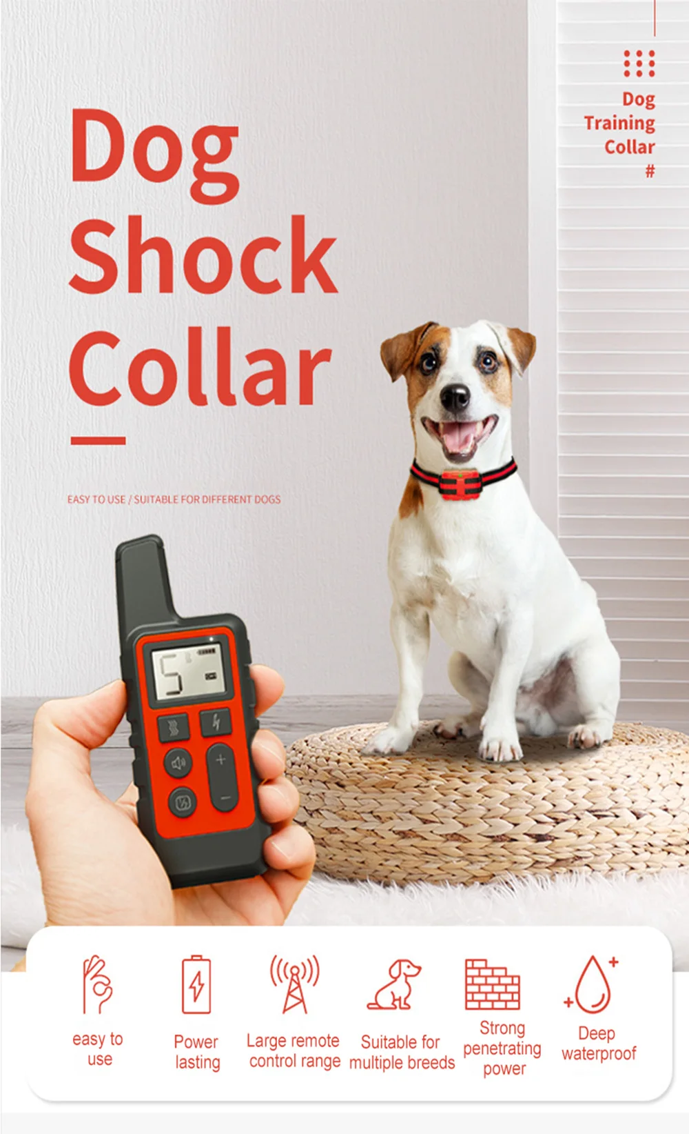 Dog Shock Coller Electric Dog Tranining Device Waterproof Remote Control Anti Barking Pets Products Rechargeable Function Collar