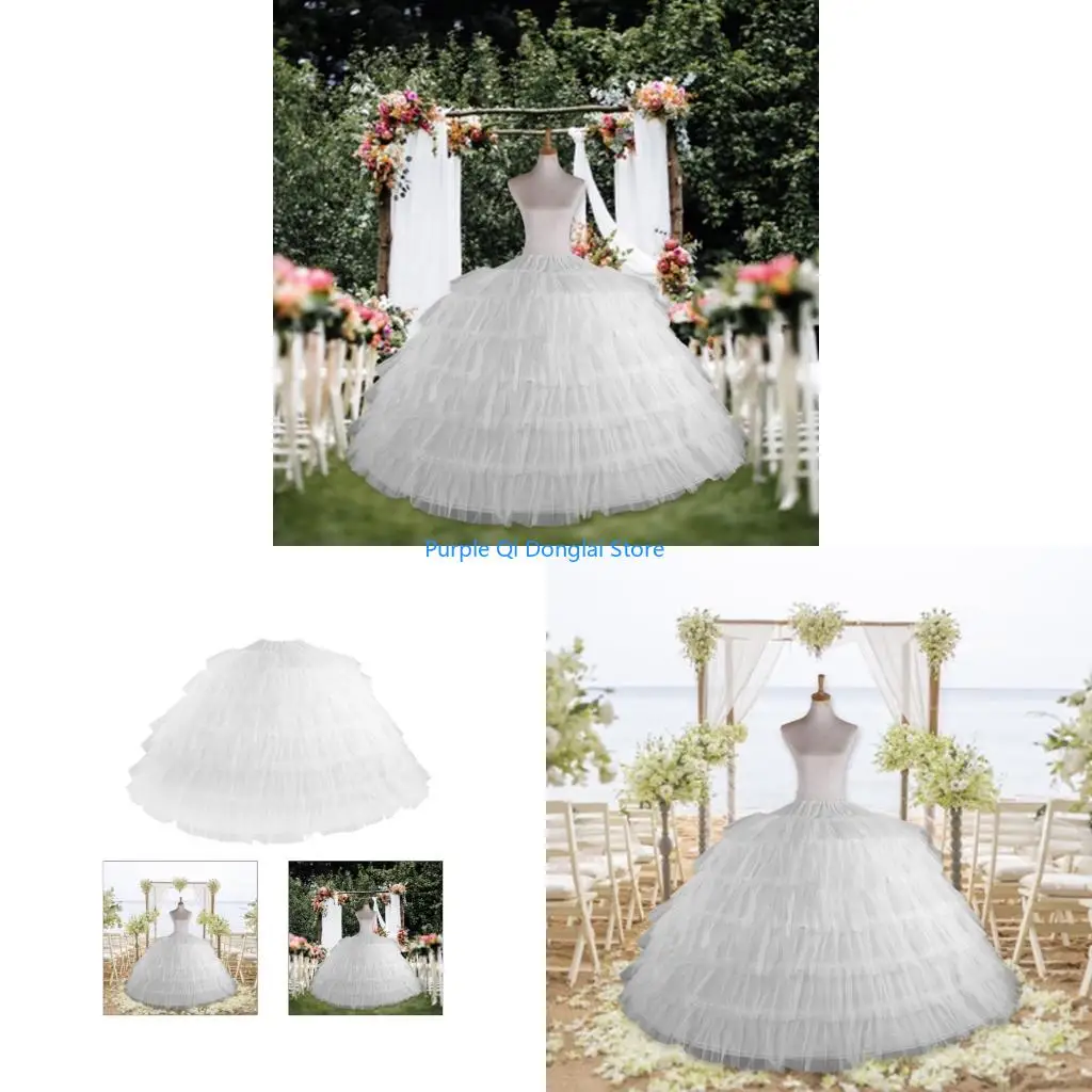 L21E Breathable Tulle Wedding Dress Hoop Underskirt Stable Structure Effortless Storage Pettiskirt for Bridal Wedding Gown