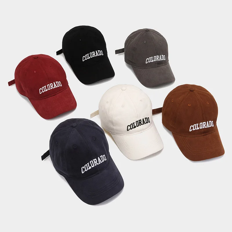 COLO Four Seasons Casual Retro Baseball Hat Men's and Women's Korean Edition Letter Embroidered Soft Top Brushed Hair Show Face