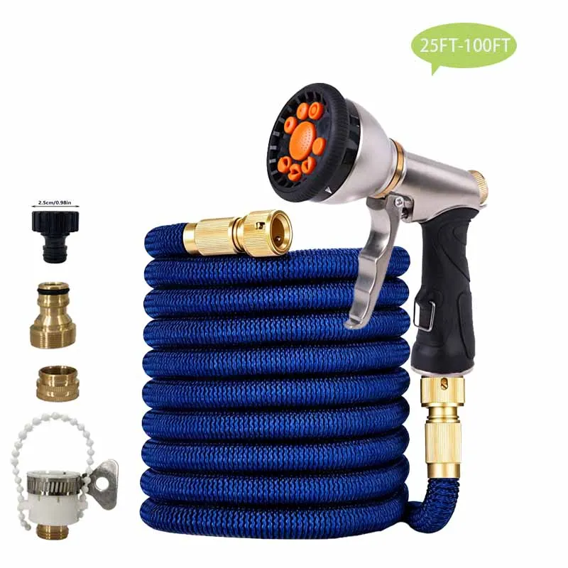 

1 шт., набор садовых шлангов, расширяемый волшебный шланг, многофункциональная насадка высокого давления для чистки сада, орошения 25 футов-100 футов