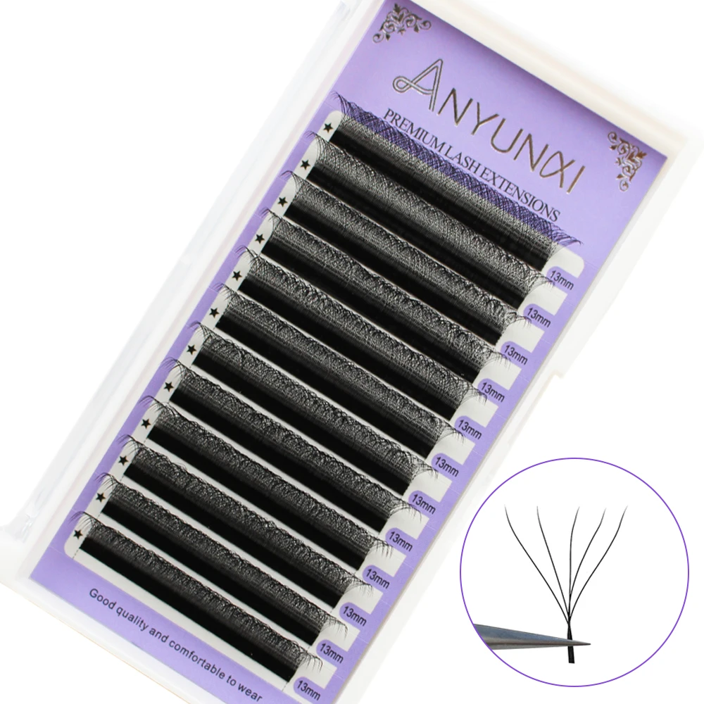 ANYUNXI W Shaped Eyelash Extension Automatic Flowering W Shape Bloom 2D 3D 4D 5D 6D Premade Fans Eyelash Makeup Natura YY Lashes