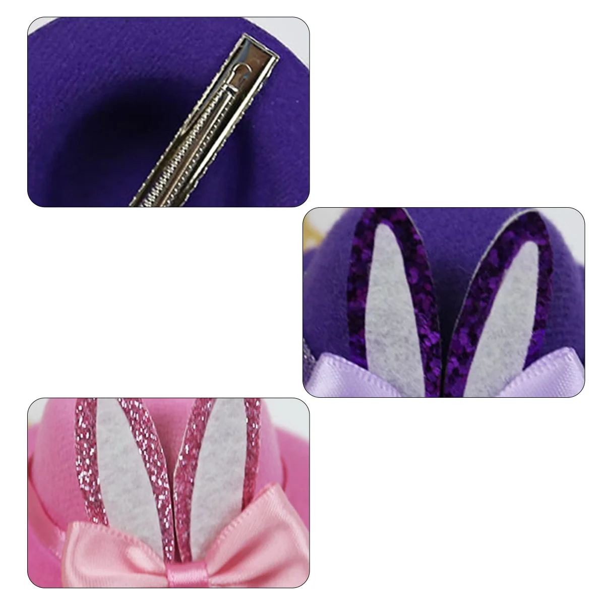 

2Pcs Bunny Ear Party Hairpin Children Topper Hair Clip Kids Bow Hat Hairpin Birthday Festival Children Topper Hair Clip