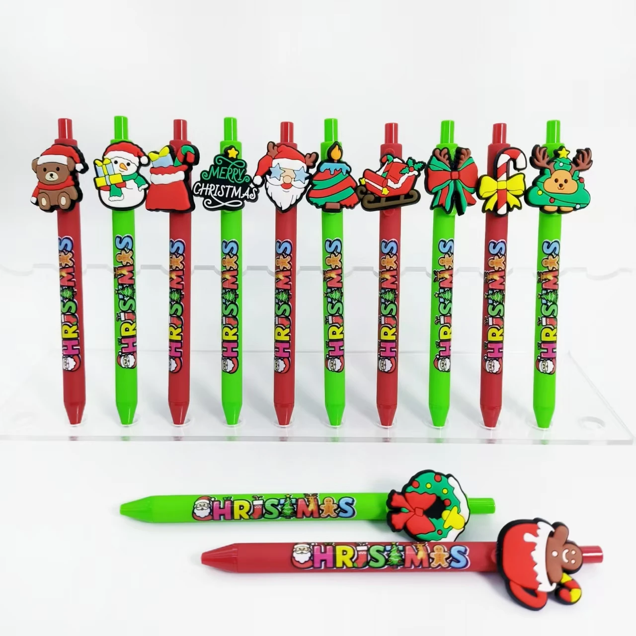 

7/15 шт. рождественские мультяшные безделушки с наклейками, шариковые ручки, праздничные подарки, канцелярские товары для студентов, чтобы писать шариковые ручки