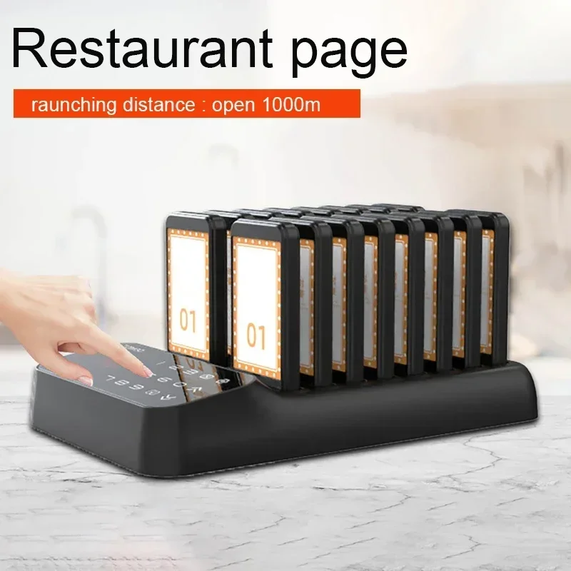 Wireless Guest Customer Service Calling System Restaurant Pager System Social Distancing Keeping 16 Pagers Buzzers 220V 110V