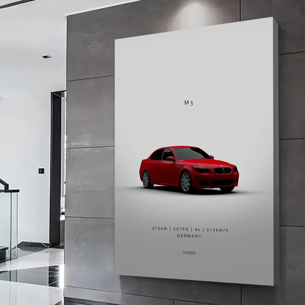 Red Sports M5 Car Poster Customizable Printed Canvas Painting Wall Art Gift for Aesthetic Decoration Living Room Decorations