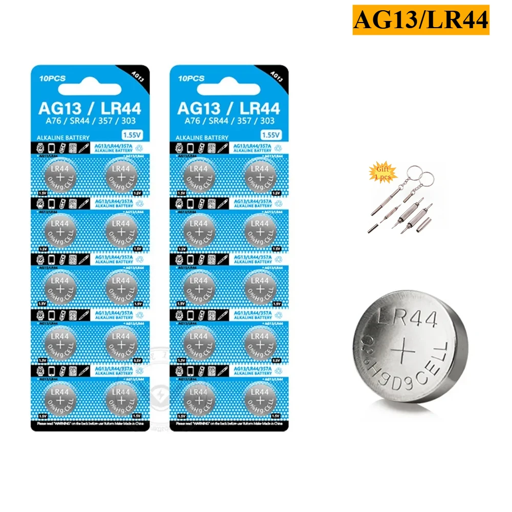 2-50pcs LR44 Batteries High Capacity AG13 357 303 SR44 L1154F A76 Premium Alkaline Battery 1.5V Button Coin Cell Batteries