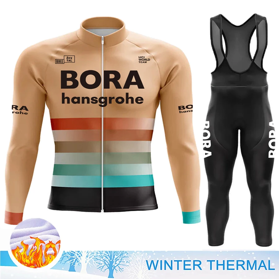 

Мужская одежда для велоспорта UCI BORA, зимняя флисовая трикотажная форма, мужской комплект спортивной одежды, термобелье, брюки Ciclismo Hombre, триатлон