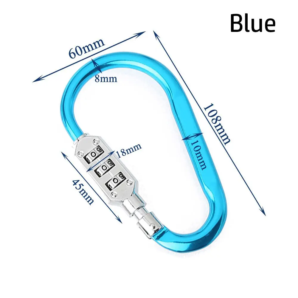 3-digit Universal Computer Bag Suitcase Padlock Carabiner Combination Lock Bicycle Electric Vehicle Helmet Lock Aluminum Alloy