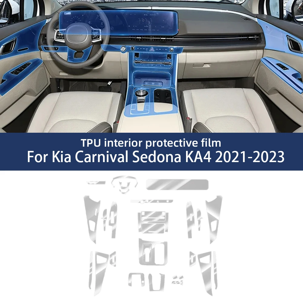 

Для Kia Carnival Sedona KA4 2021-2023: Защитная пленка из прозрачного ТПУ для центральной консоли автомобиля, антицарапийная, самовосстанавливающаяся