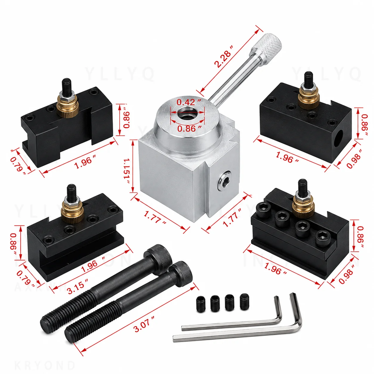 Mini Quick Change Tool Post Lathe Tool Holder Cutter Boring Bar Turning Facing Holder Screw Kit Set with Wrench CNC Tool System