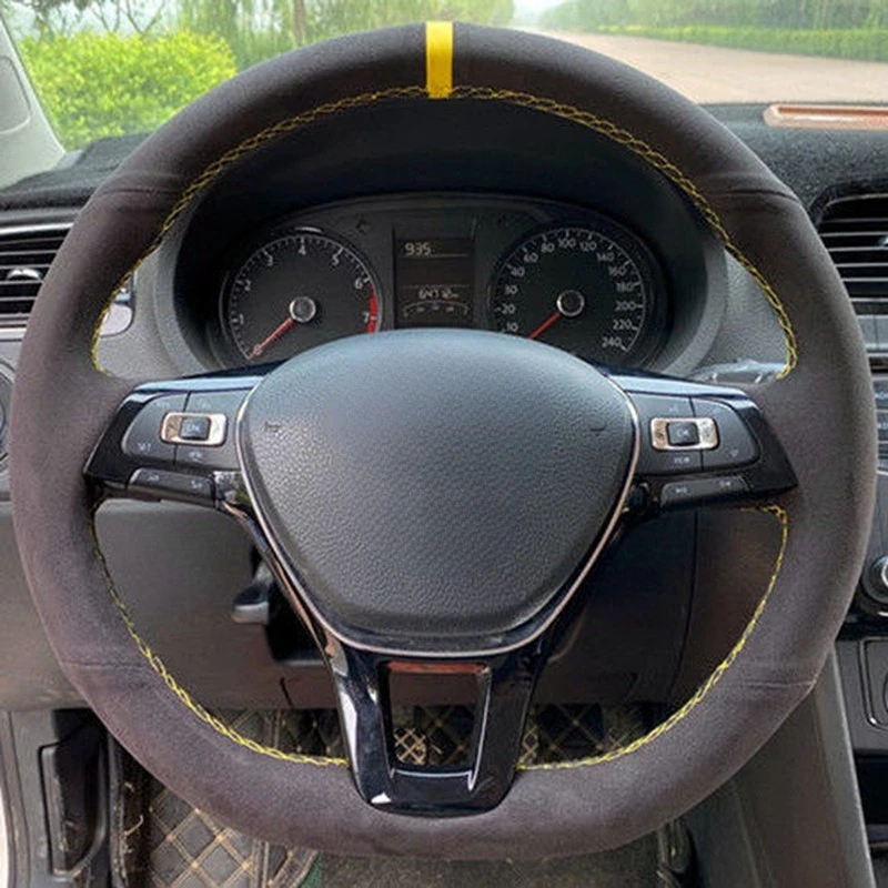 Anti-Slip Wildleder Leder Auto Lenkrad Geflecht Abdeckung Für Volkswagen VW Golf7 Mk7 Neue Polo Jetta Passat B8 Tiguan Sharan