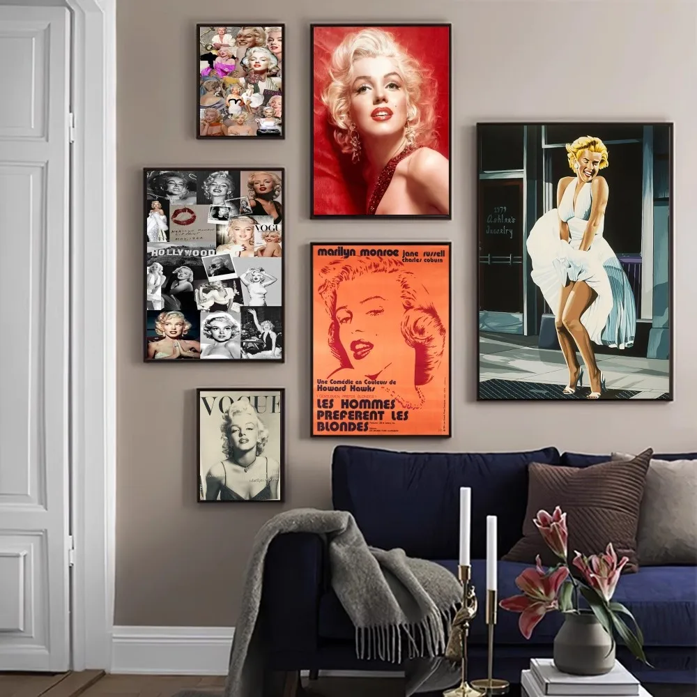 Vintage Marilyn Monroe 50s Movie DIY Sticky Poster Fancy Wall Sticker for Living Room Bar Decoration Wall Decor