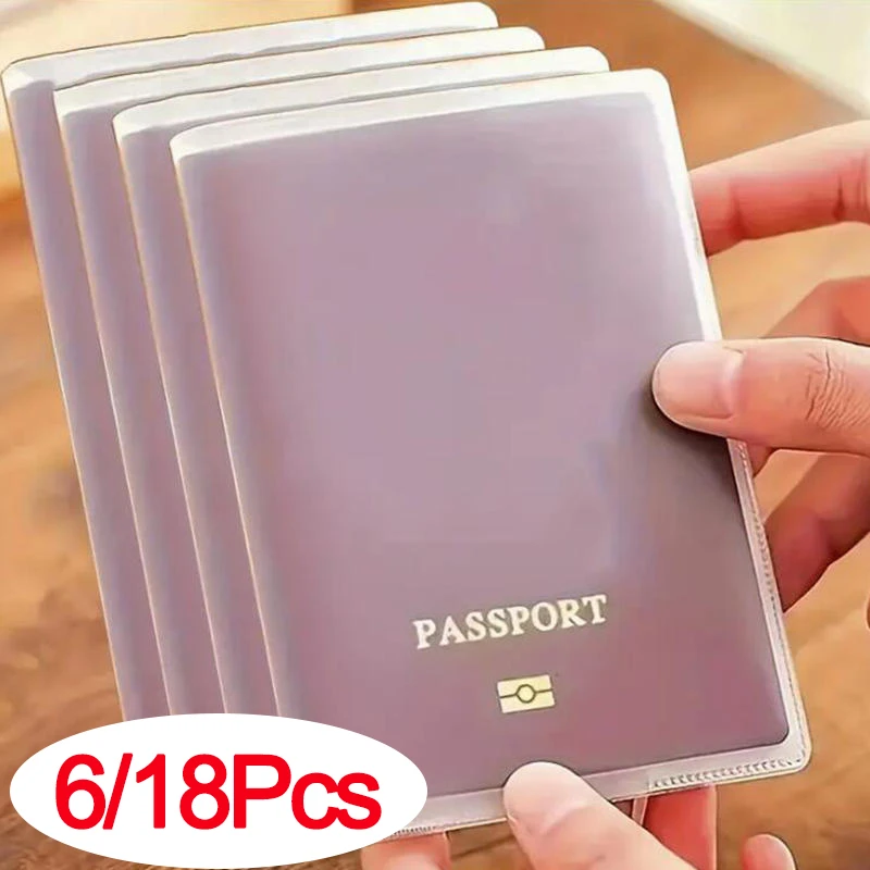 

6/18Pcs Frosted Transparent Passport Cover Holder Case Organizer ID Card Travel Protector No Zip Plastic Casual Card Protector
