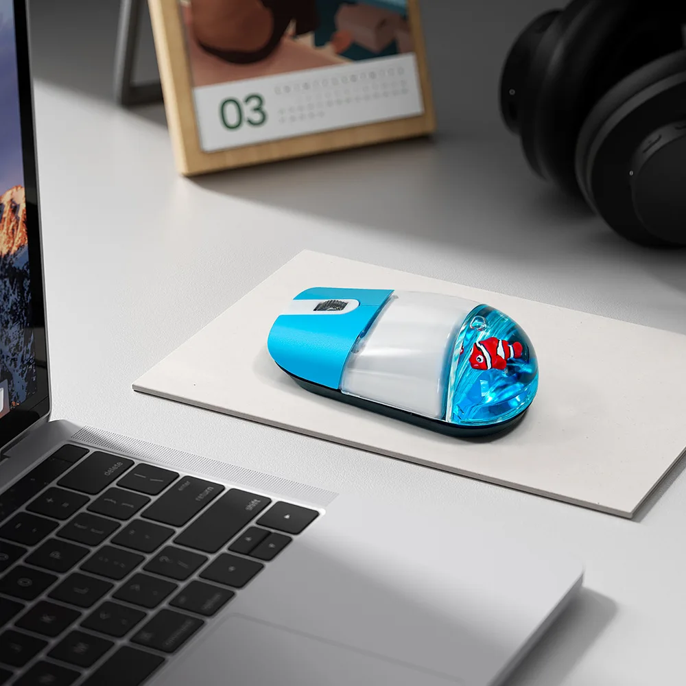 Wireless 2.4G Aquarium Mouse Oil Filled Wireless Mause Low Noise Button Cute Animal Floating Mouse Office Use Plug And Play