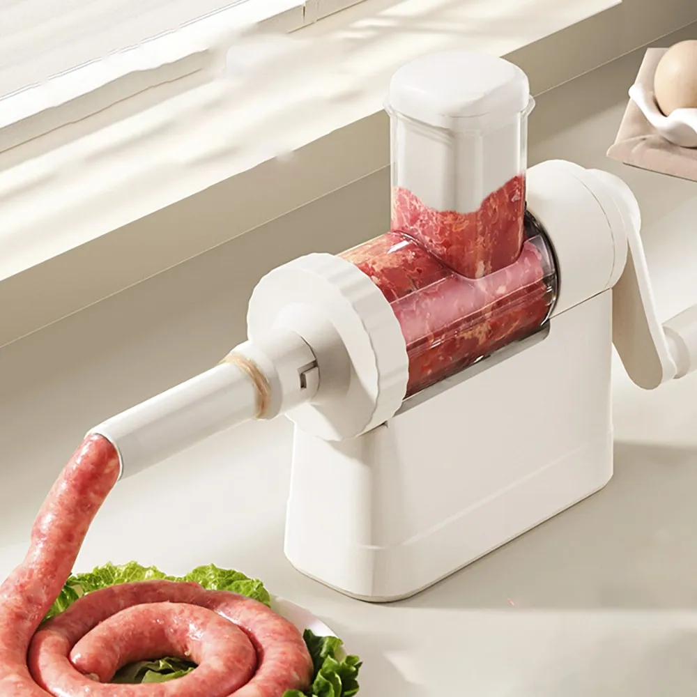 

Manual Sausage Stuffer Machine Meat Grinder Filling Maker With 4 Tubing Units For Homemade Production