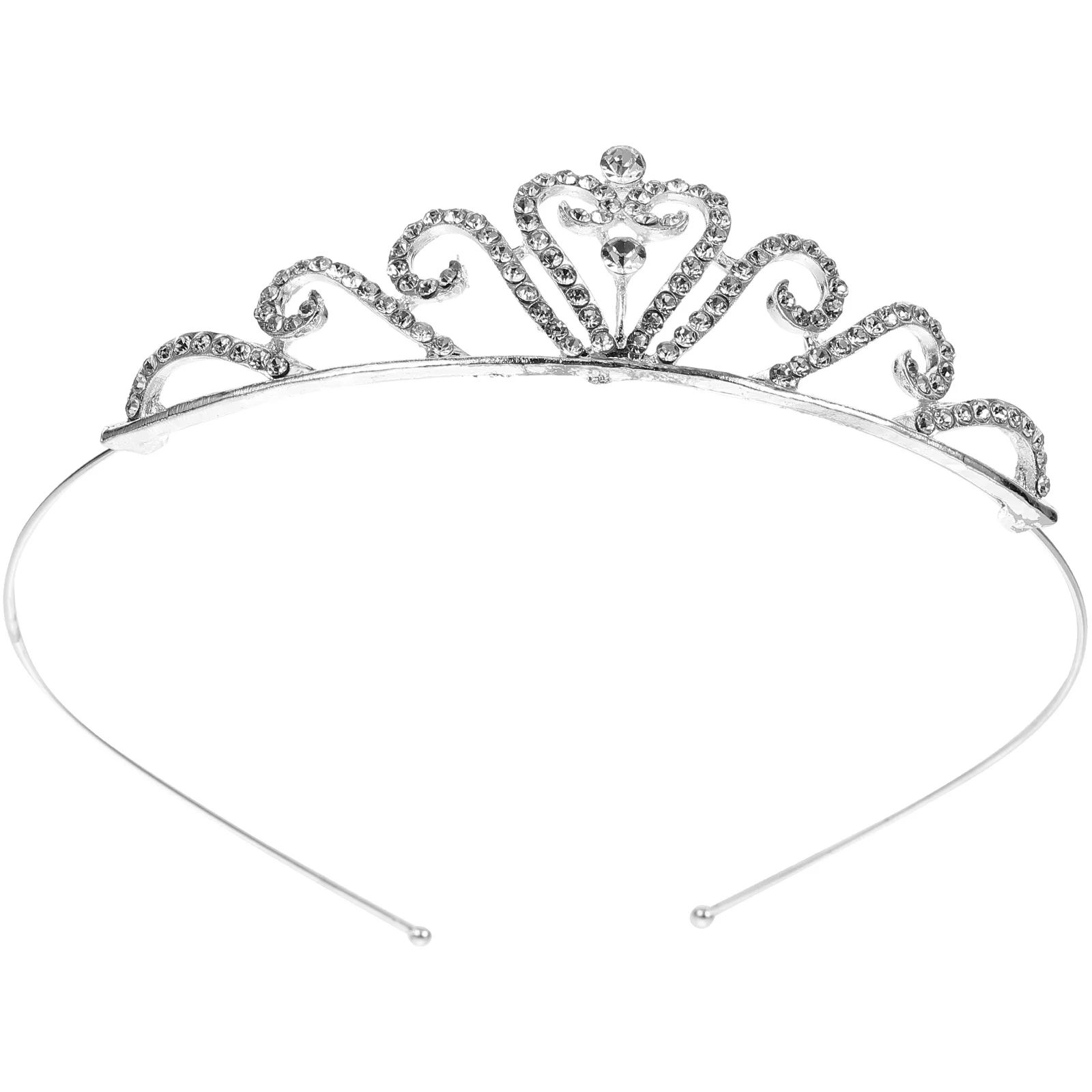 

Rhinestone Crown Headband Silver Alloy 38cm Circumference Kids Princess Hair Barrettes Wedding Party Tiara Hairclip