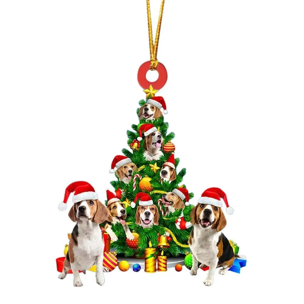 2024 New 2d Acrylic Flat Pet Dog Christmas Hanging Decoration For Car Home Decoration Christmas Tree Ornament Christmas Gift