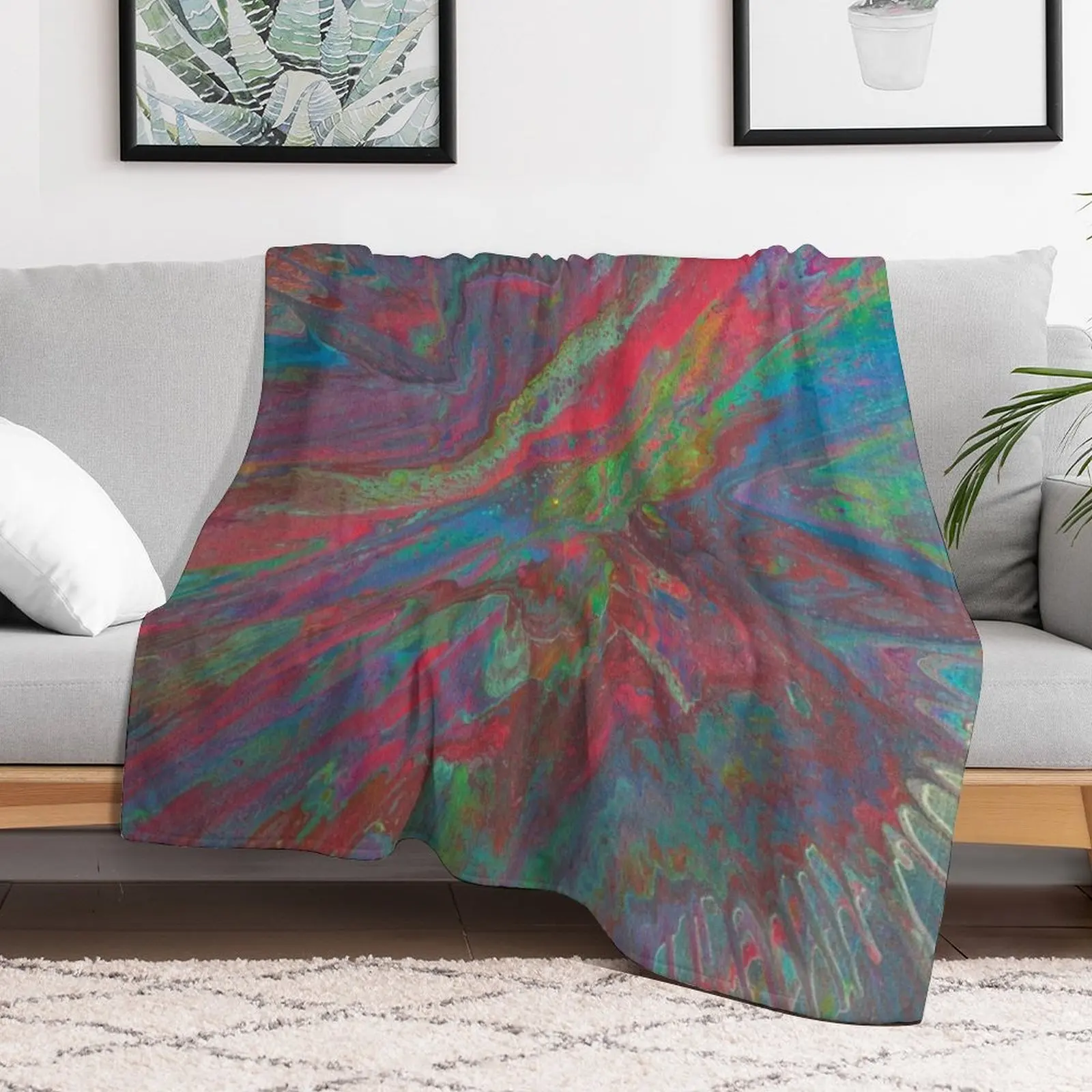 A Dash of Color painted by Flailing Frog Throw Blanket anime Flannel Fabric Blankets