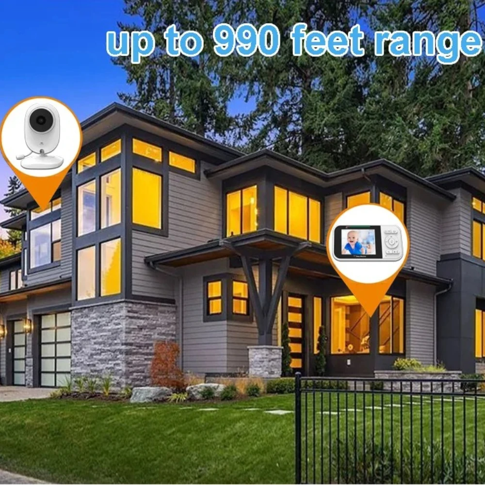 

Электронная радионяня, 2,8-дюймовый ЖК-дисплей с 4-кратным зумом, детская камера, обнаружение температуры, колыбельная, няня, ночное видение, мониторинг безопасности