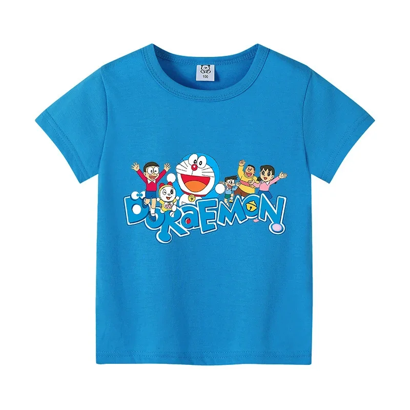 Doraemon New T-shirt for Children Cute Cartoon Clothes Fashion Anime Figure Print Clothing Top Kids Color Cotton Summer Tee Gift