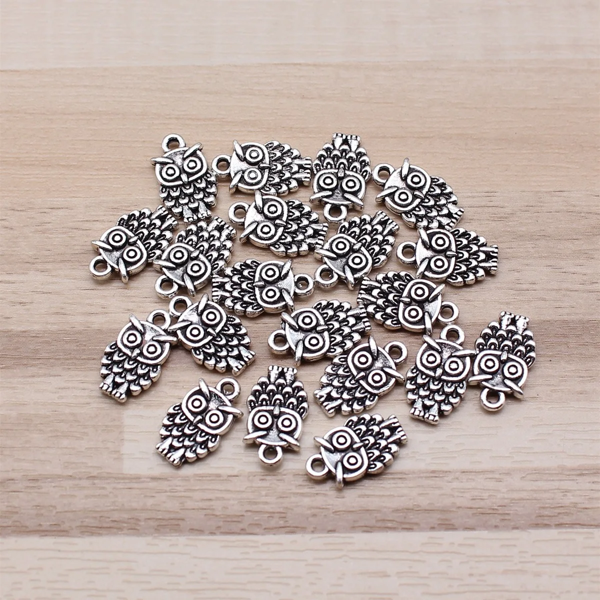 IFOCUS 20pcs/Lot Owl Charms For DIY Jewelry Making Zinc Alloy 13x8mm/0.51x0.31inch