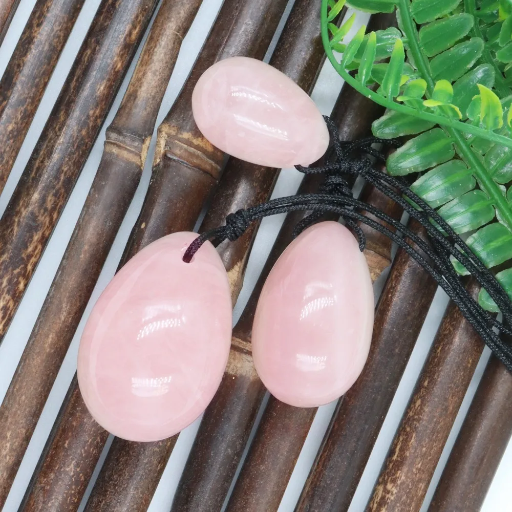 Natural Rose Quartz Yoni Jade Eggs Reiki Healing Crystal Massage Stone Women Kegel Exerciser