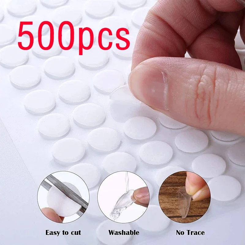 

500pcs Nano Gel Mat Transparent Tape Round Traceless Removable Sticky Double-Sided Adhesive Tape for DIY Craft Poster Hand Decor