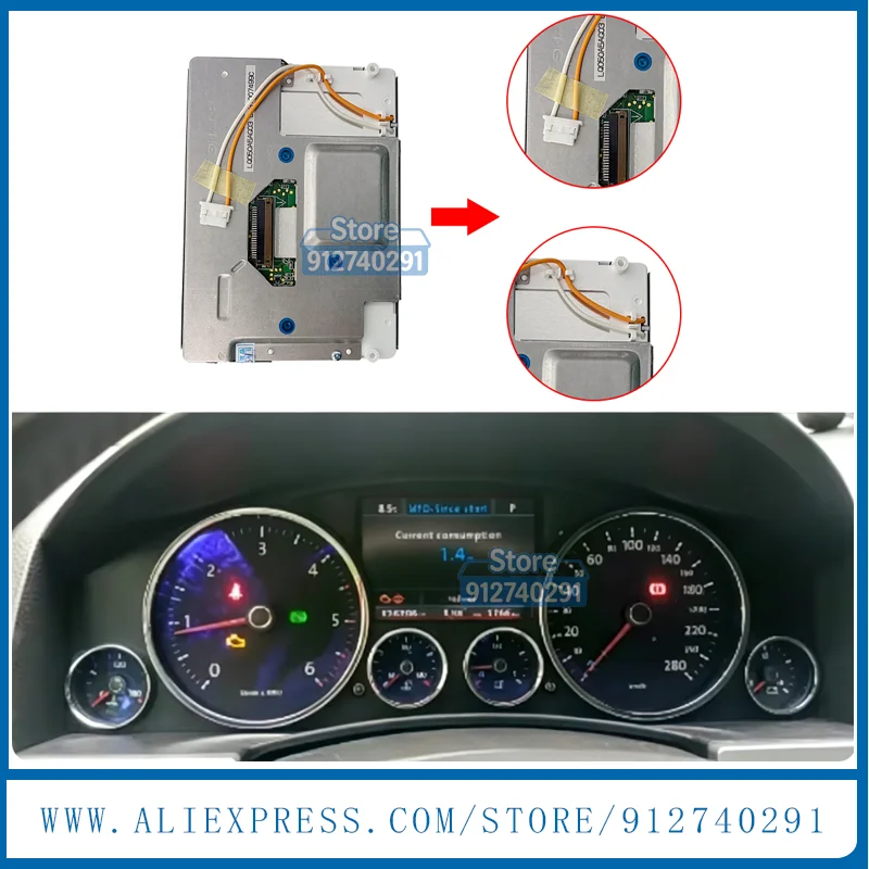Color Display Speedometer Cluster For Volkswagen Touareg 2002-2009 VK Touareg SUV I (7LA/7L6) 2002-2013 Instrument Cluster LCD