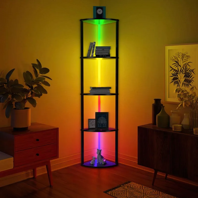 

Corner Shelf, Bookshelf with RGB LED Lights